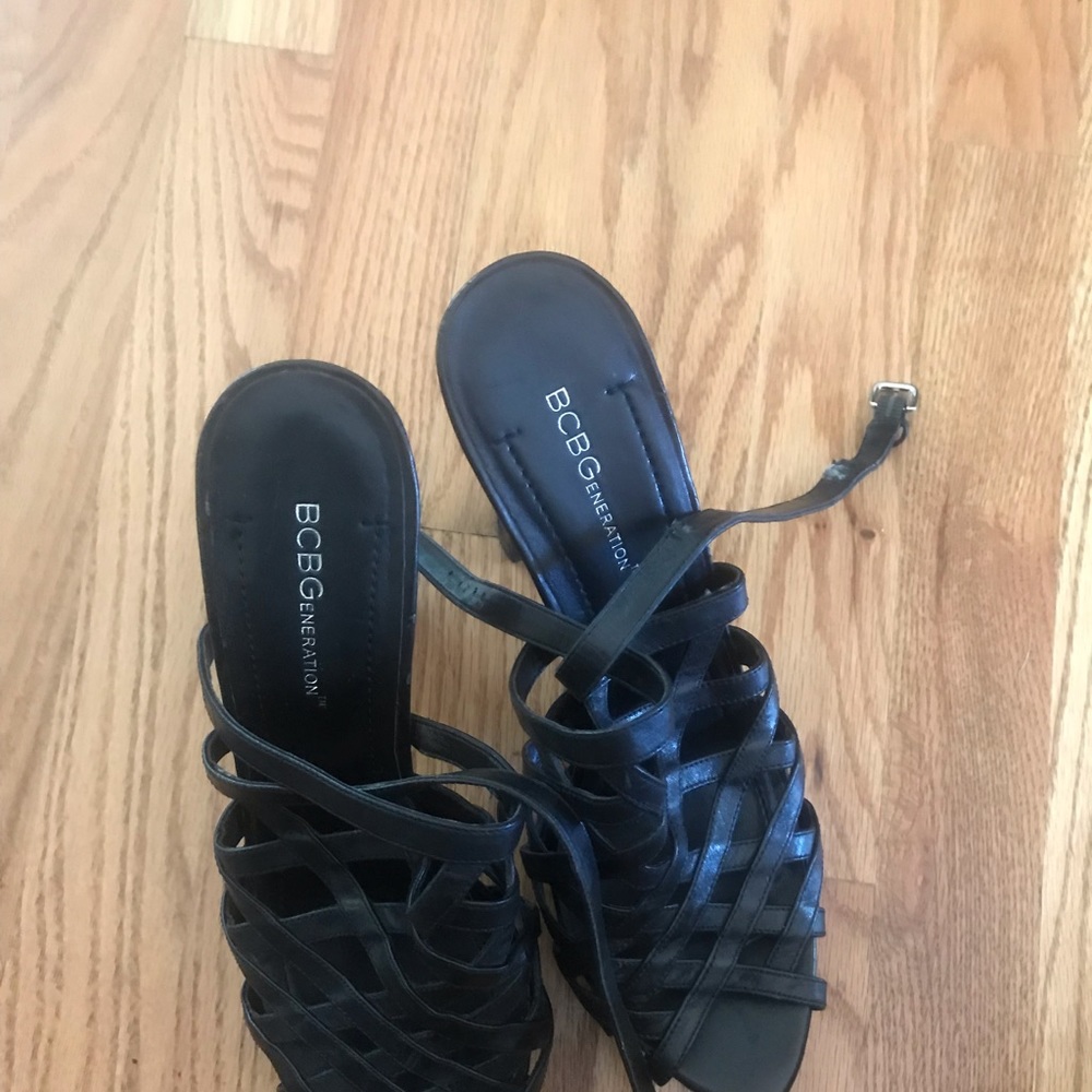 Strappy Black BCBGeneration Heels, Size 9